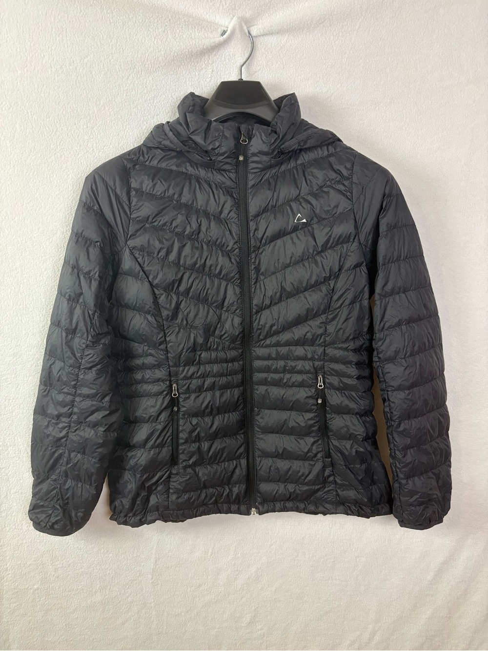 Paradox Women's Black Hooded Lightweight Quilted Puffer Jacket